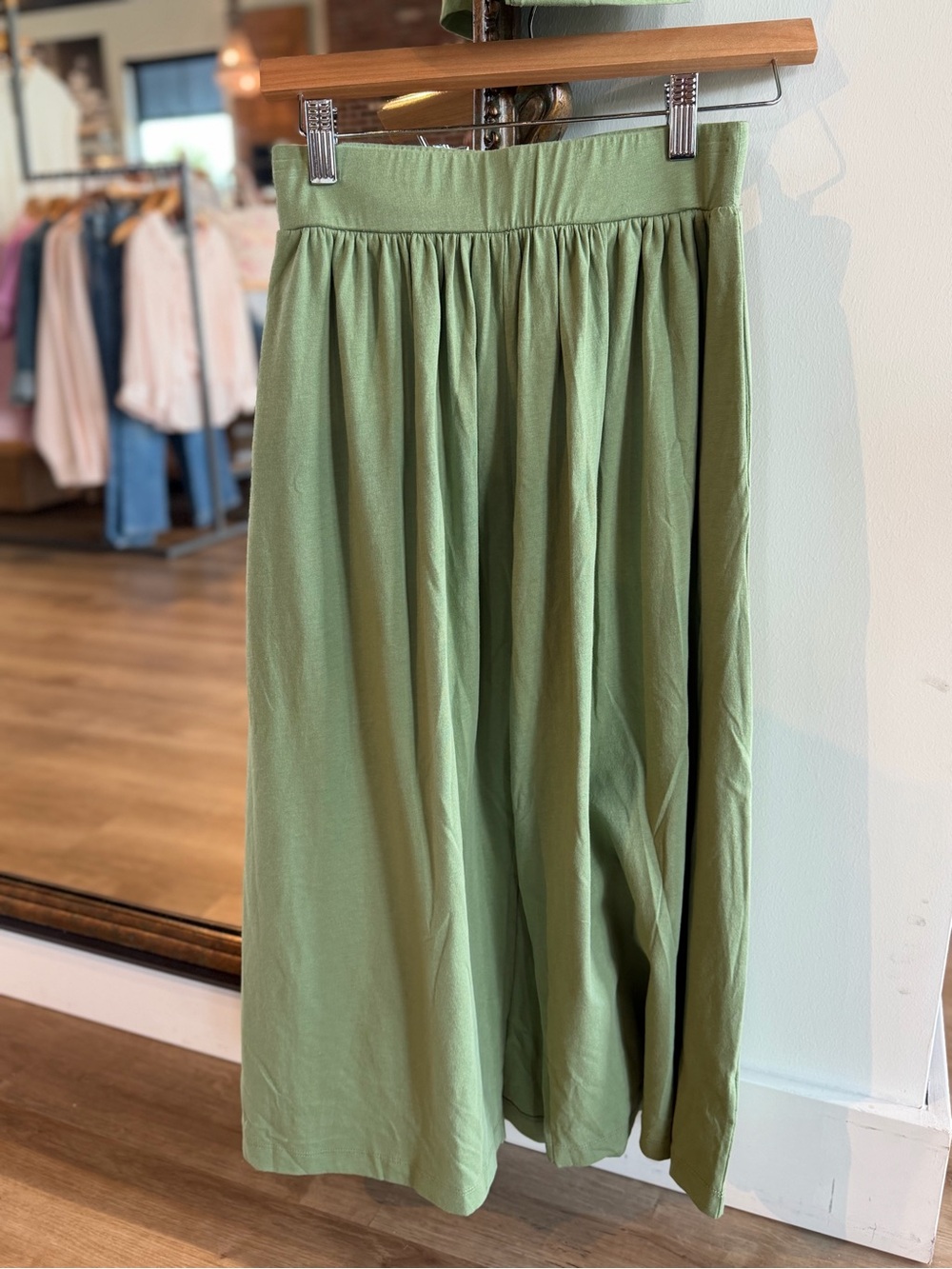 Nation LTD Sage Green Gathered Midi Skirt